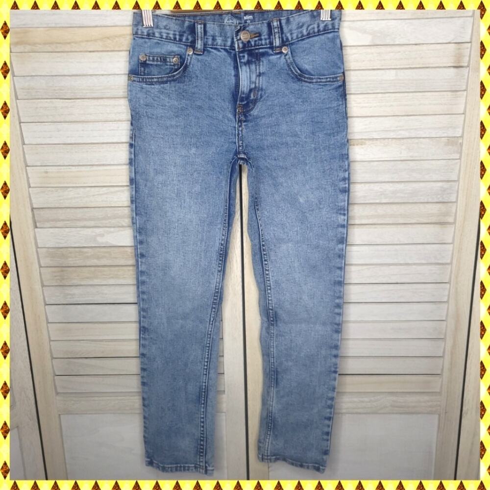 💛3/$15 Wonder Nation Boys Girls Adjustable Waist 10 Slim Blue Jeans Kids Unisex